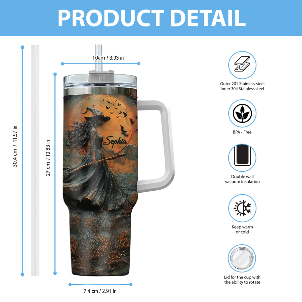 Beautiful Witch - Personalized Witch Tumbler With Handle