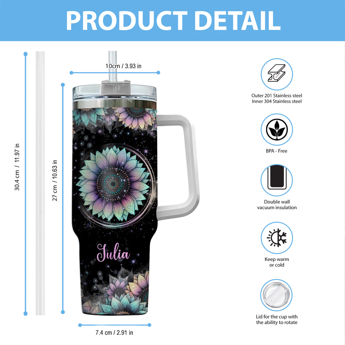 You Are My Sunshine - Personalized Turtle Tumbler With Handle