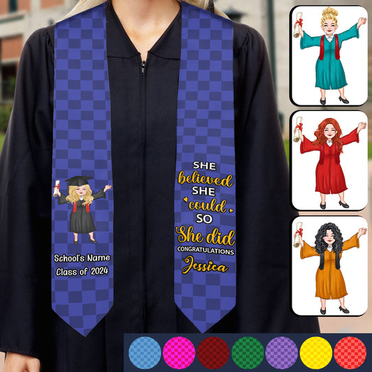 She Believed She Could So She Did - Personalized Graduation Graduation Stole