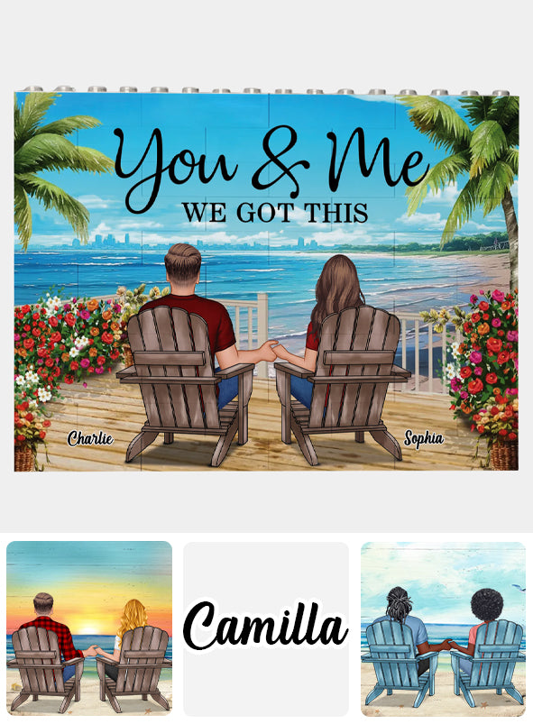 Couple Beach Landscape Retro Vintage - Personalized Couple One-sided Horizontal Rectangle Building Brick Blocks