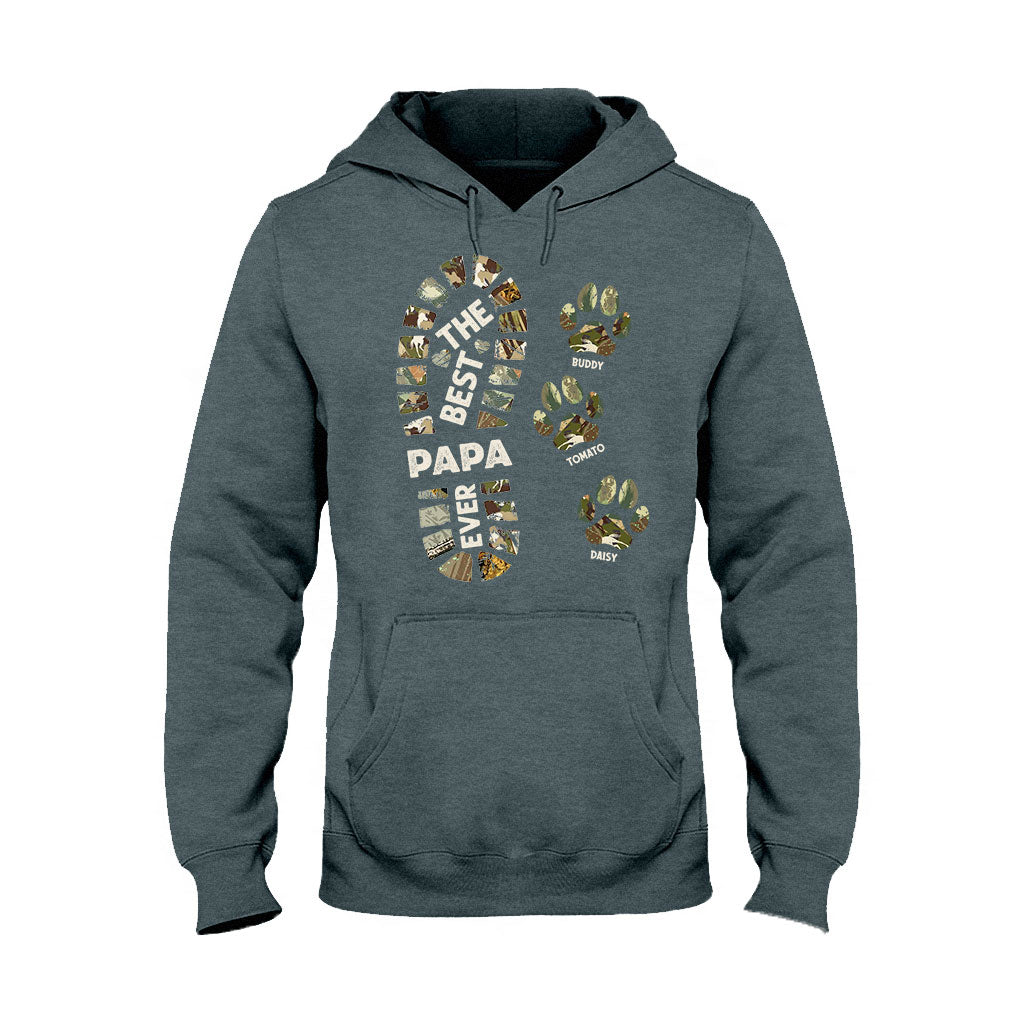Dad Foot Print Paw Prints - Personalized Father T-shirt And Hoodie