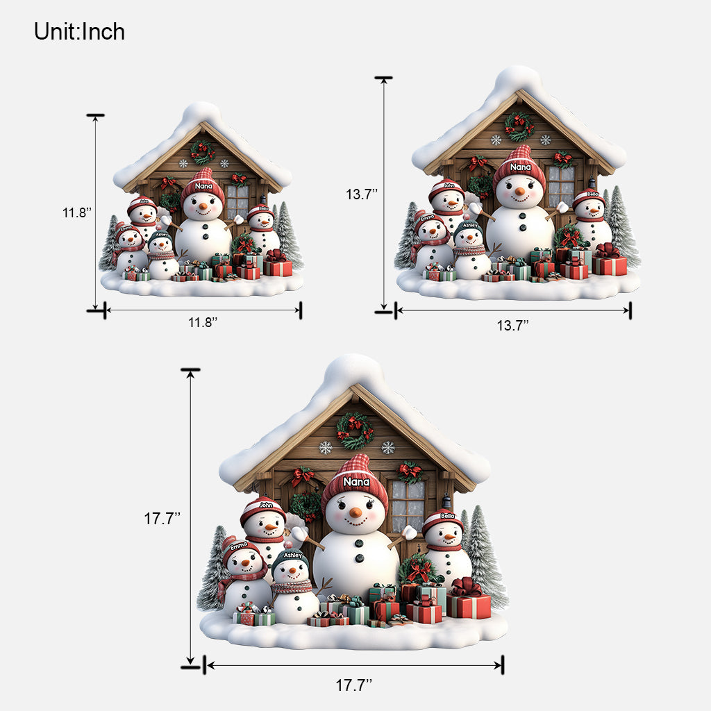 Any Title Cute Snowman - Personalized Grandma Custom Shaped Wood Sign