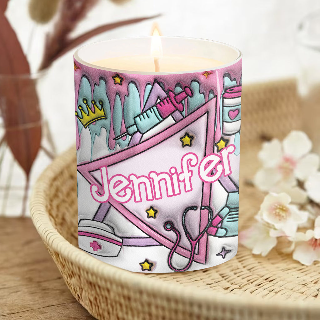 Look At You Becoming A Nurse And Stuff - Personalized Nurse Candle With Wooden Lid