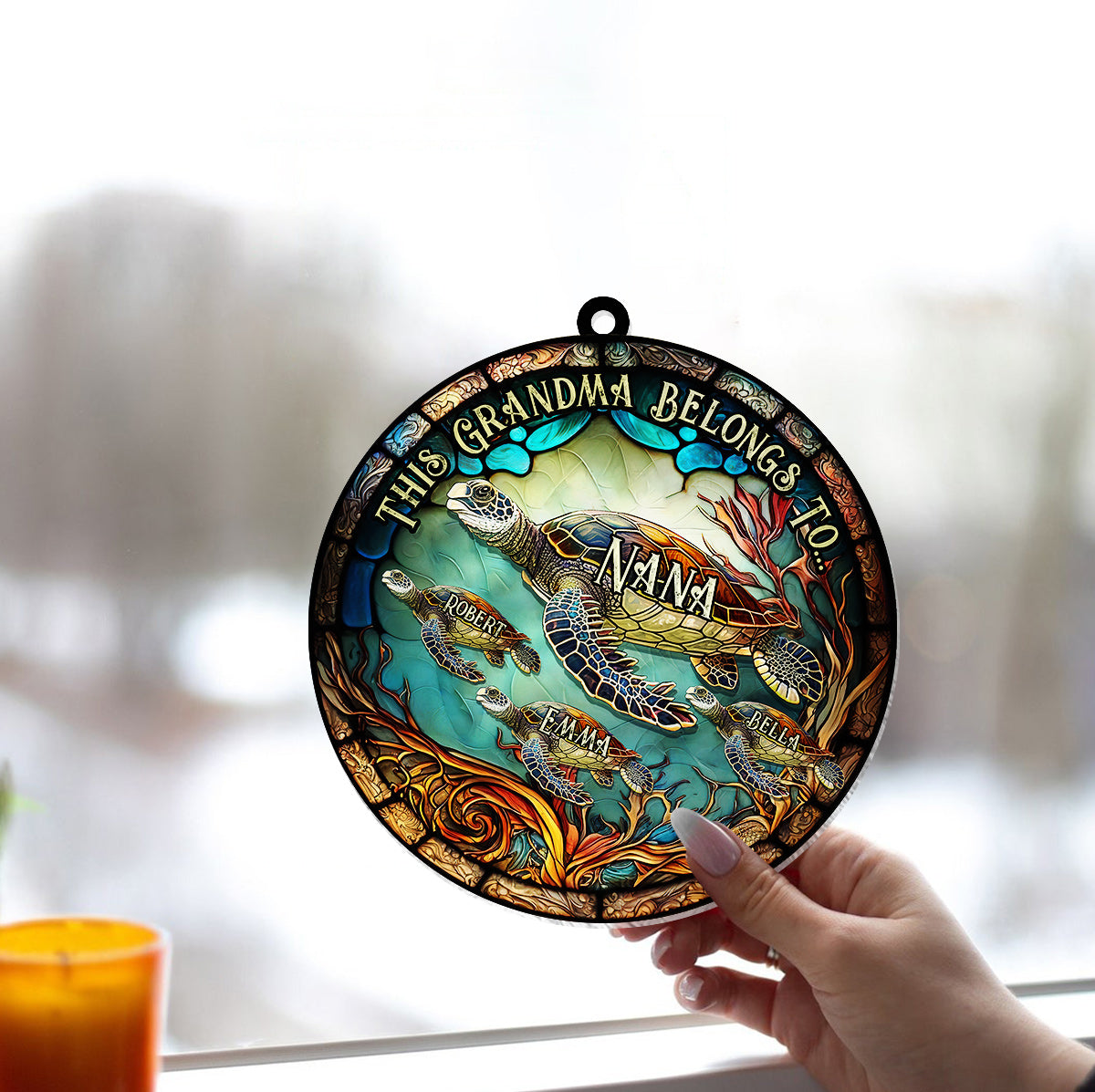 This Grandma Belongs To - Personalized Grandma Window Hanging Suncatcher Ornament