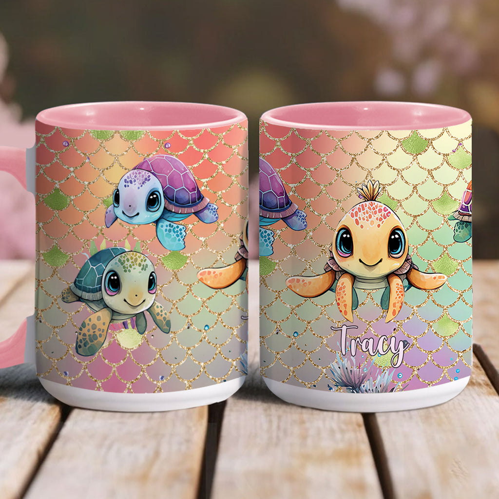 Cute Turtles - Personalized Turtle Accent Mug