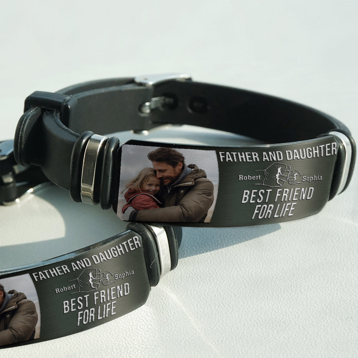 Father & Daughter Son Best Friend For Life - Personalized Father Engraved Bracelet