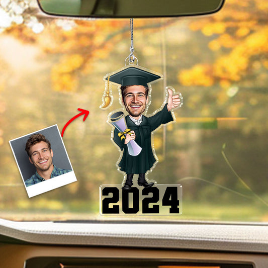 Funny Graduation Caricature - Personalized Graduation Custom Shaped Car Ornament