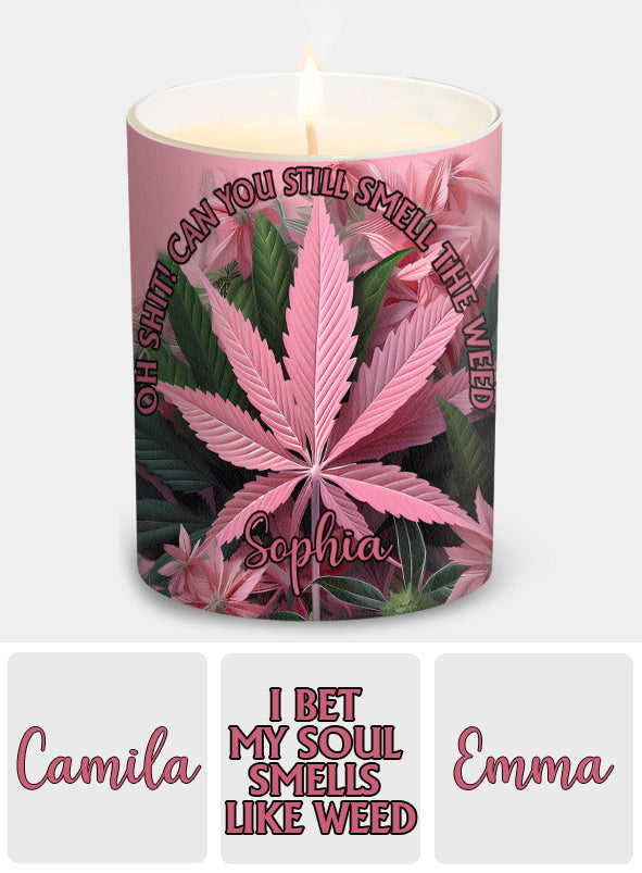 Rose dans mon coin - Bougie personnalisée au cannabis avec couvercle en bois