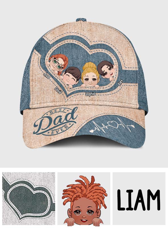 Dad's Heart Best Dad Ever - Personalized Father Classic Cap
