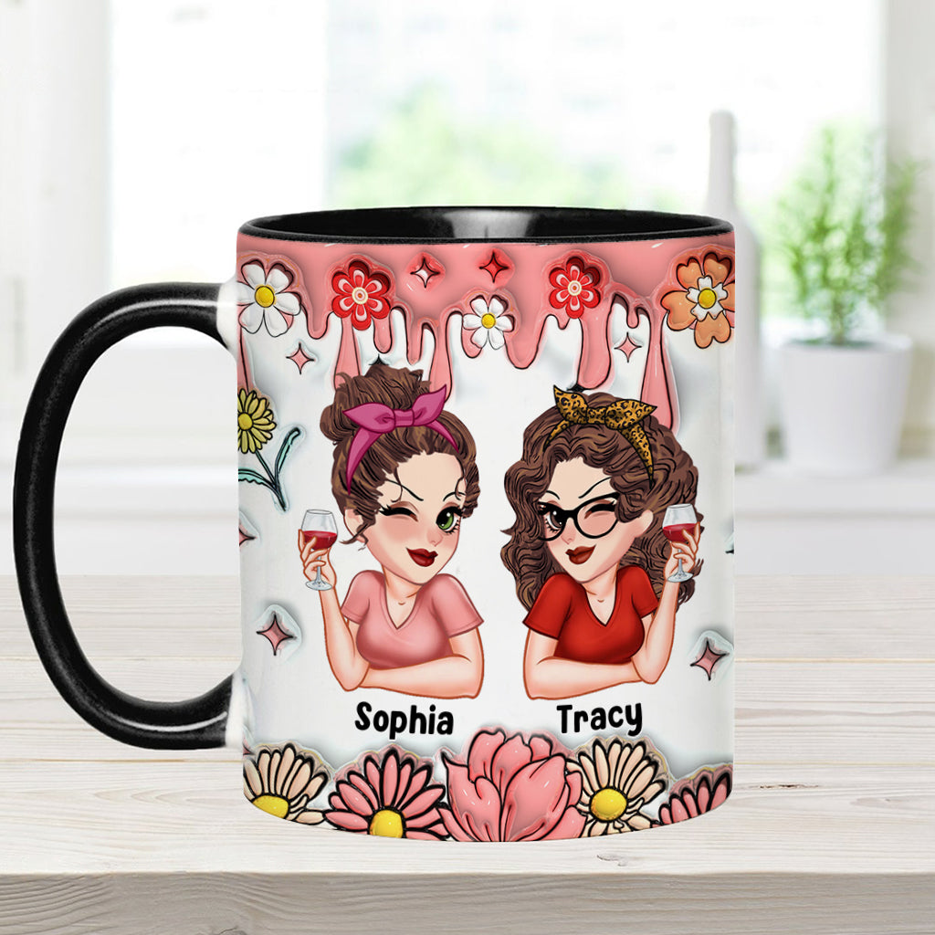 Besties Forever Floral - Personalized Bestie Accent Mug