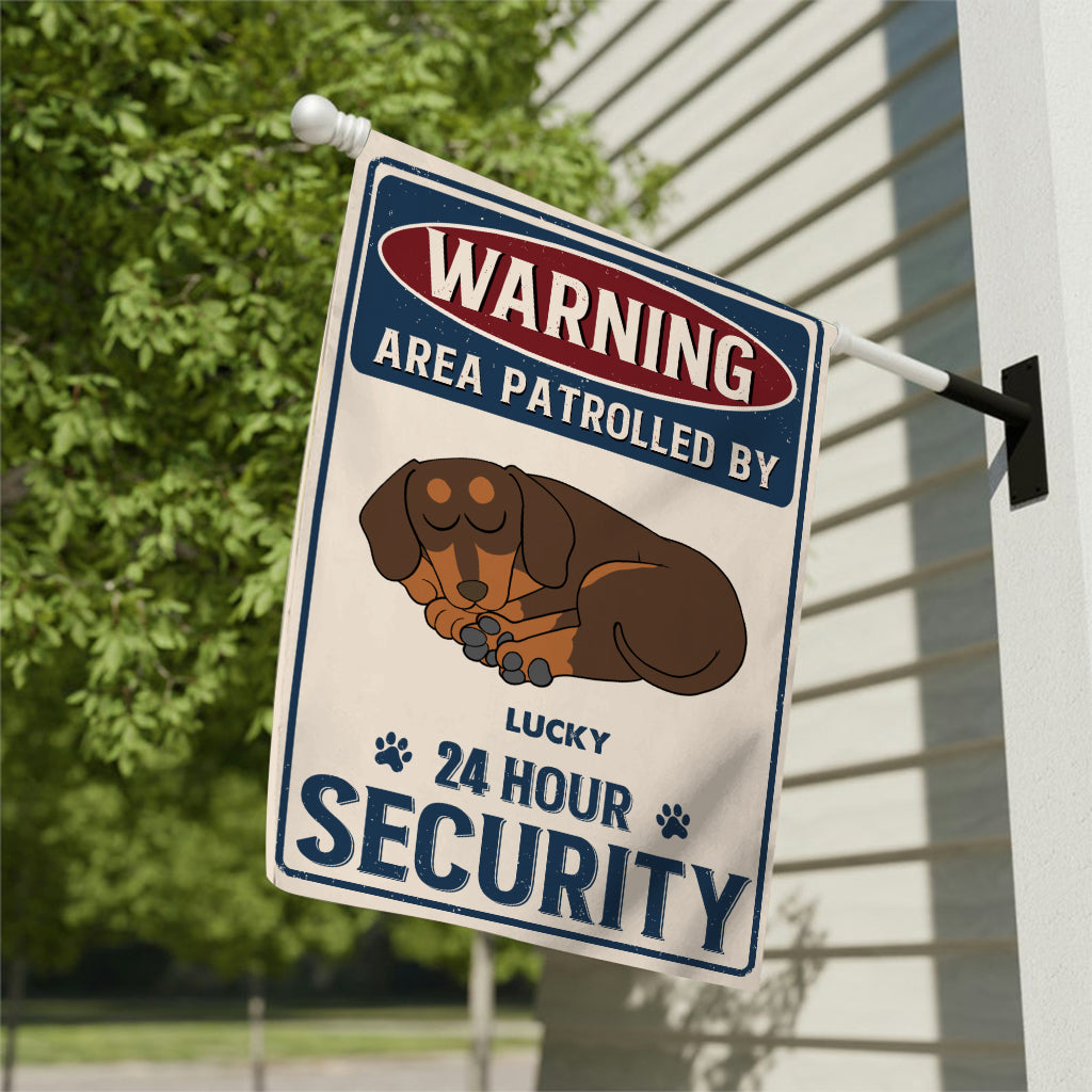 24 Hour Security - Personalized Dog Garden Flag
