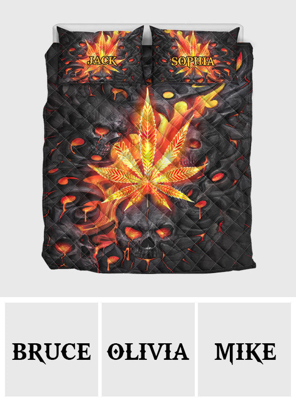 420 Lava Skull - Personalized Weed Quilt Set