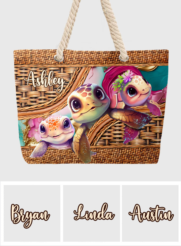 Cute Turtle - Personalized Turtle Beach Bag