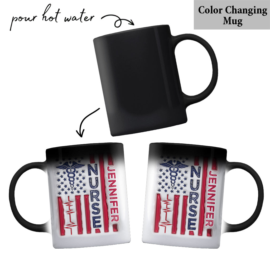 Nurse Patriotic 4th July - Personalized Nurse Mug
