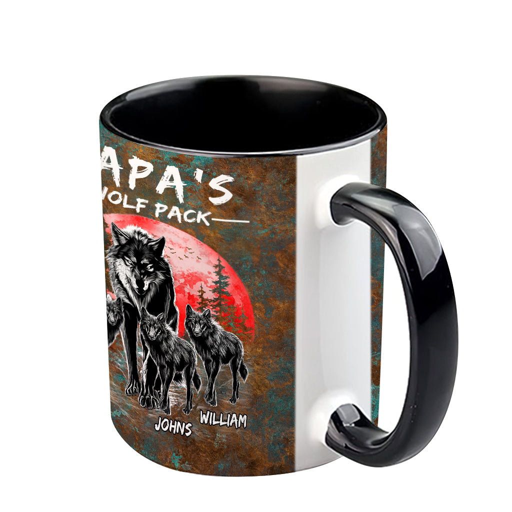 Grandpa's Wolf Pack - Personalized Father Accent Mug