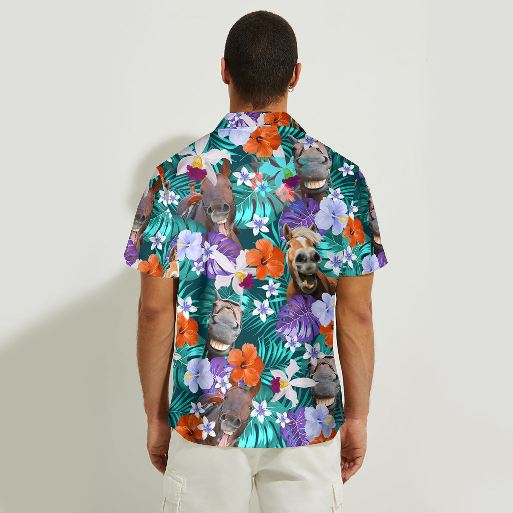 Laughing Horses Beach Summer - Personalized Horse Hawaiian Shirt