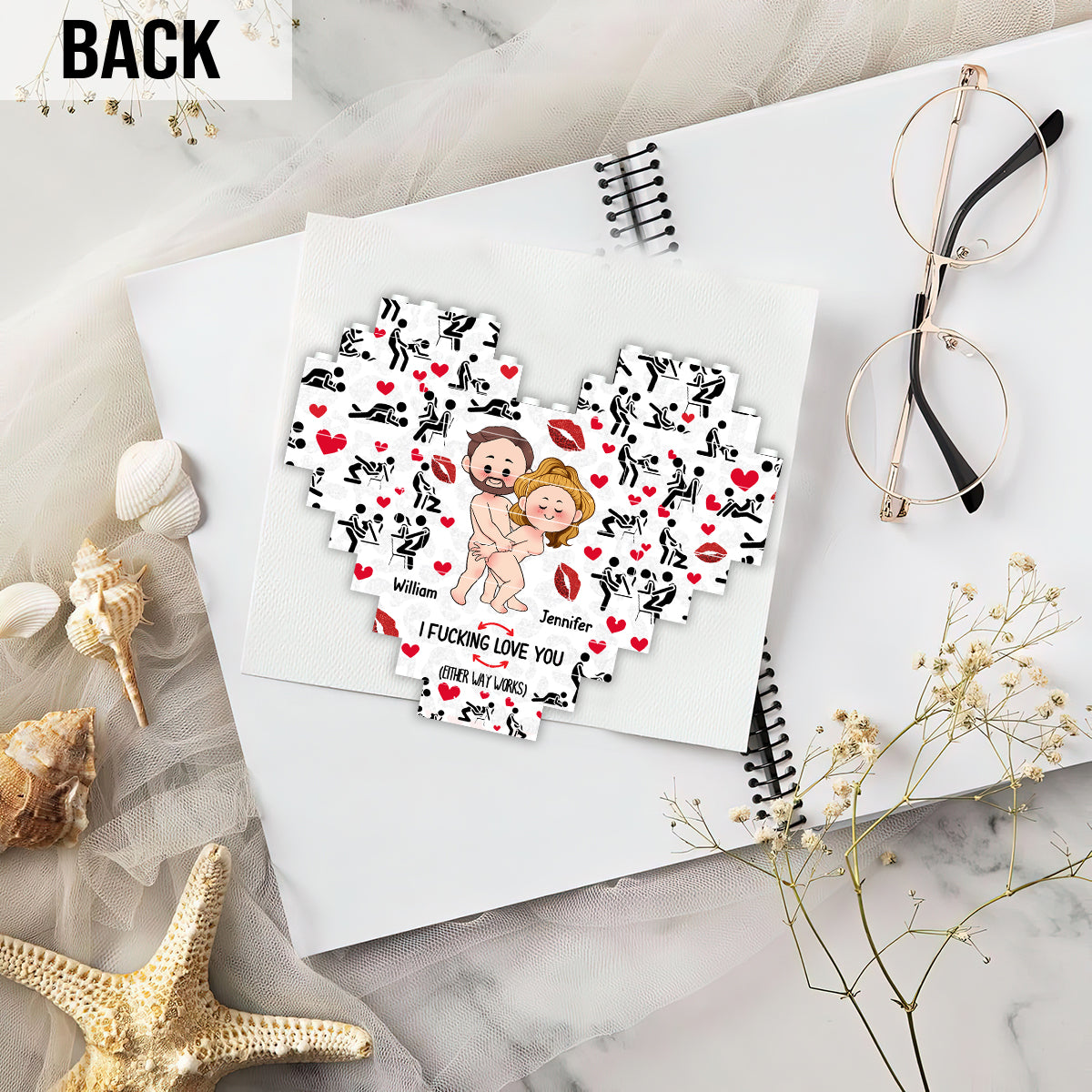 I love you - Personalized Couple Heart Building Brick Blocks Printed On Both Sides