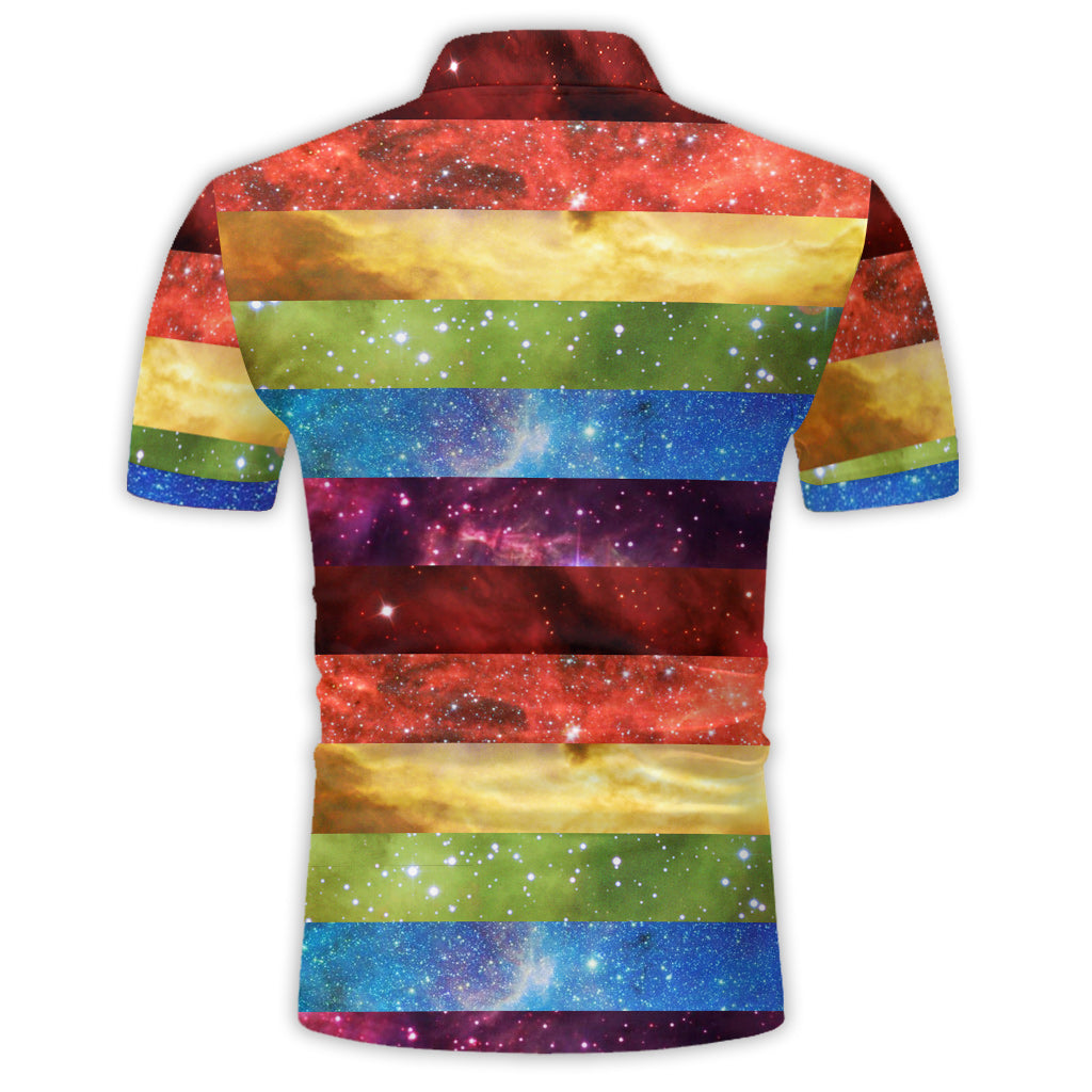 Pride Rainbow Galaxy - Personalized LGBT Support Polo Shirt