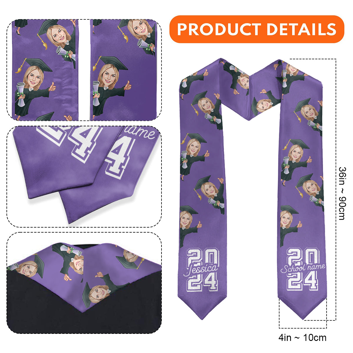 Caricature Funny Character - Personalized Graduation Graduation Stole