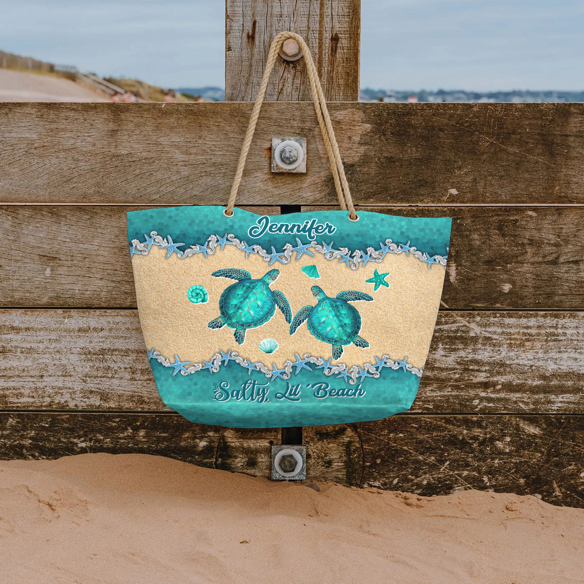 Beach Please Turle Version - Personalized Turtle Beach Bag