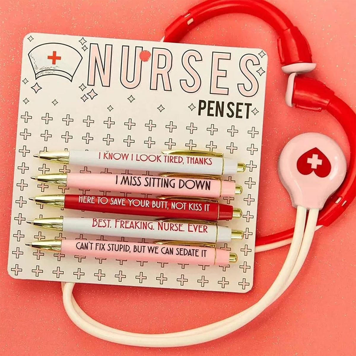 Nurse Pen Set Funny Pink - Nurse Nurse Pen Set