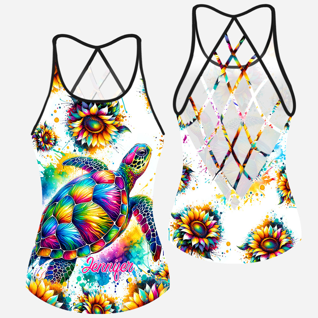 Turtle Lovers - Personalized Turtle Cross Tank Top