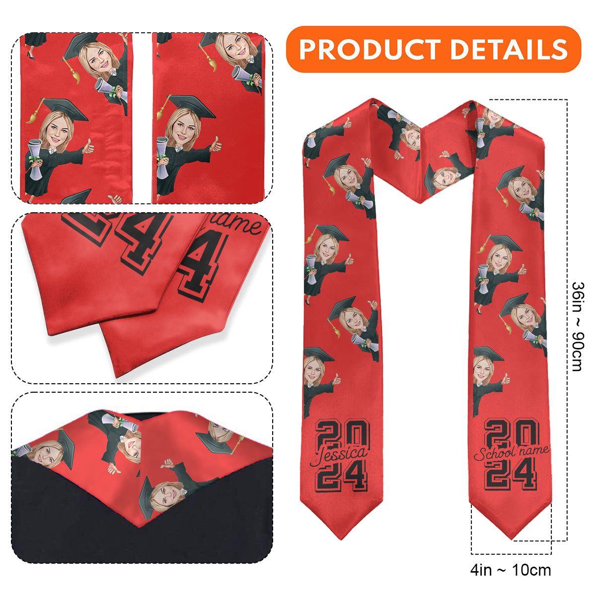 Caricature Funny Character - Personalized Graduation Graduation Stole