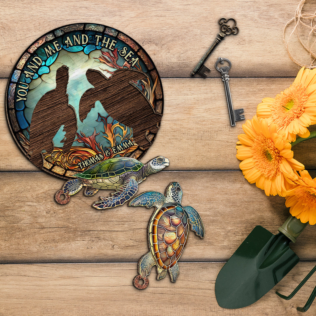 You And Me And The Sea - Personalized Turtle Key Holder
