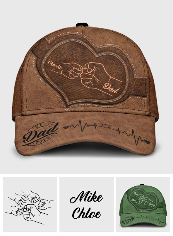 Fist Bump Dad Heart Any Title - Personalized Father Classic Cap