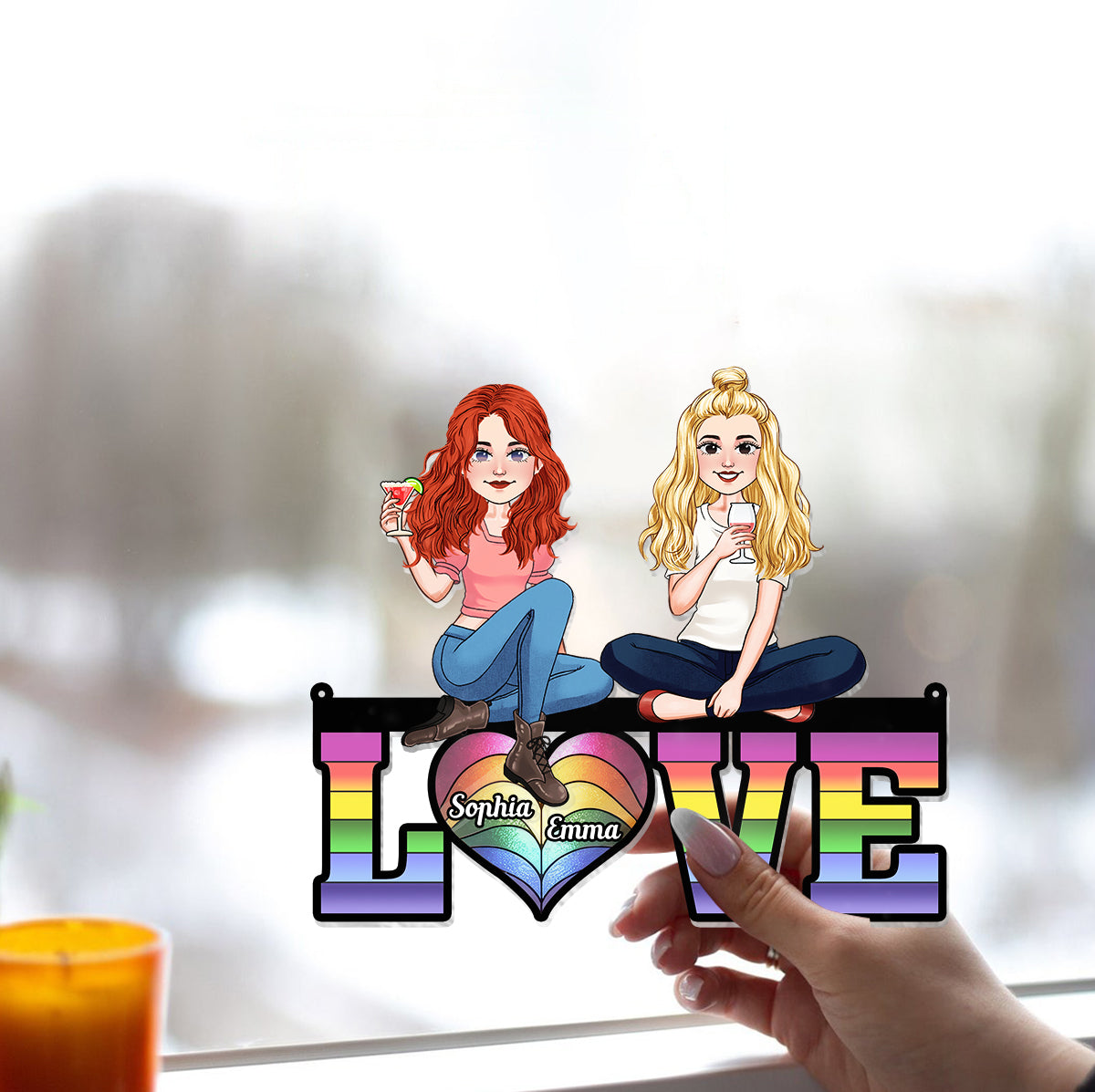 Love - Personalized LGBT Support Window Hanging Suncatcher Ornament