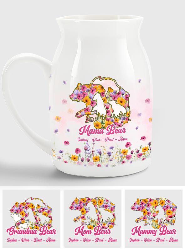 Mama Bear - Personalized Mother Ceramic Flower Vase