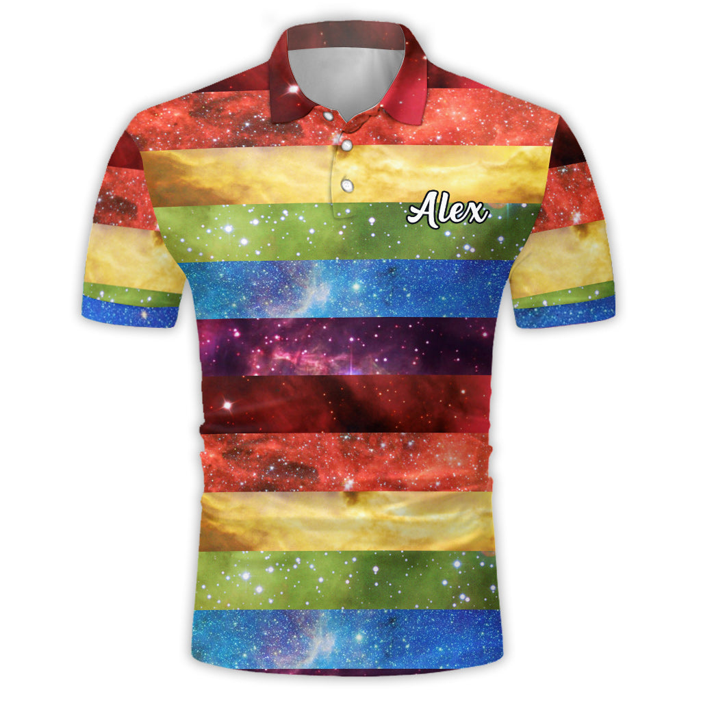 Pride Rainbow Galaxy - Personalized LGBT Support Polo Shirt