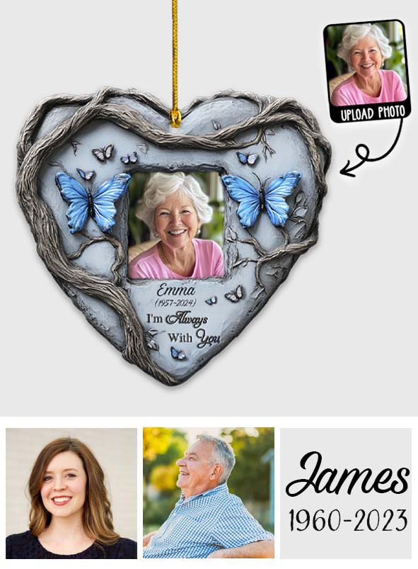 In Loving Memory Blue Butterfly - Personalized Memorial Custom Shaped Ornament