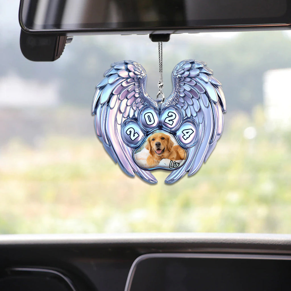 Your Wings Were Ready But My Heart Were Not - Personalized Dog Car Ornament