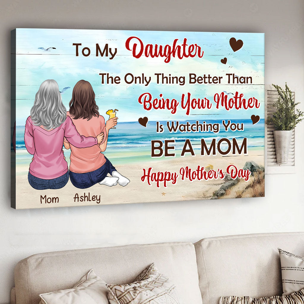 To My Daughter Vintage Tropical Sunset - Personalized Daughter Canvas And Poster