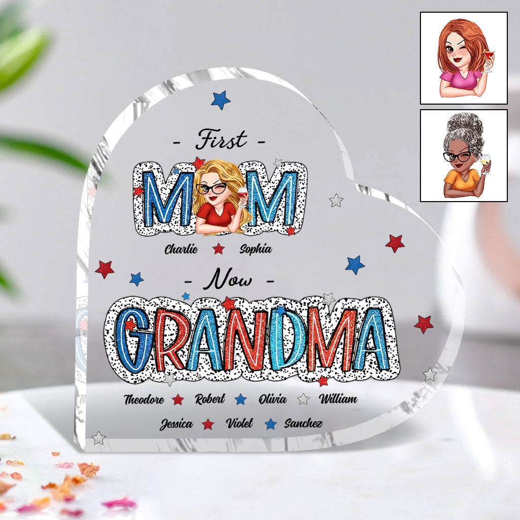 First Mom Now Grandma - Personalized Grandma Custom Shaped Acrylic Plaque