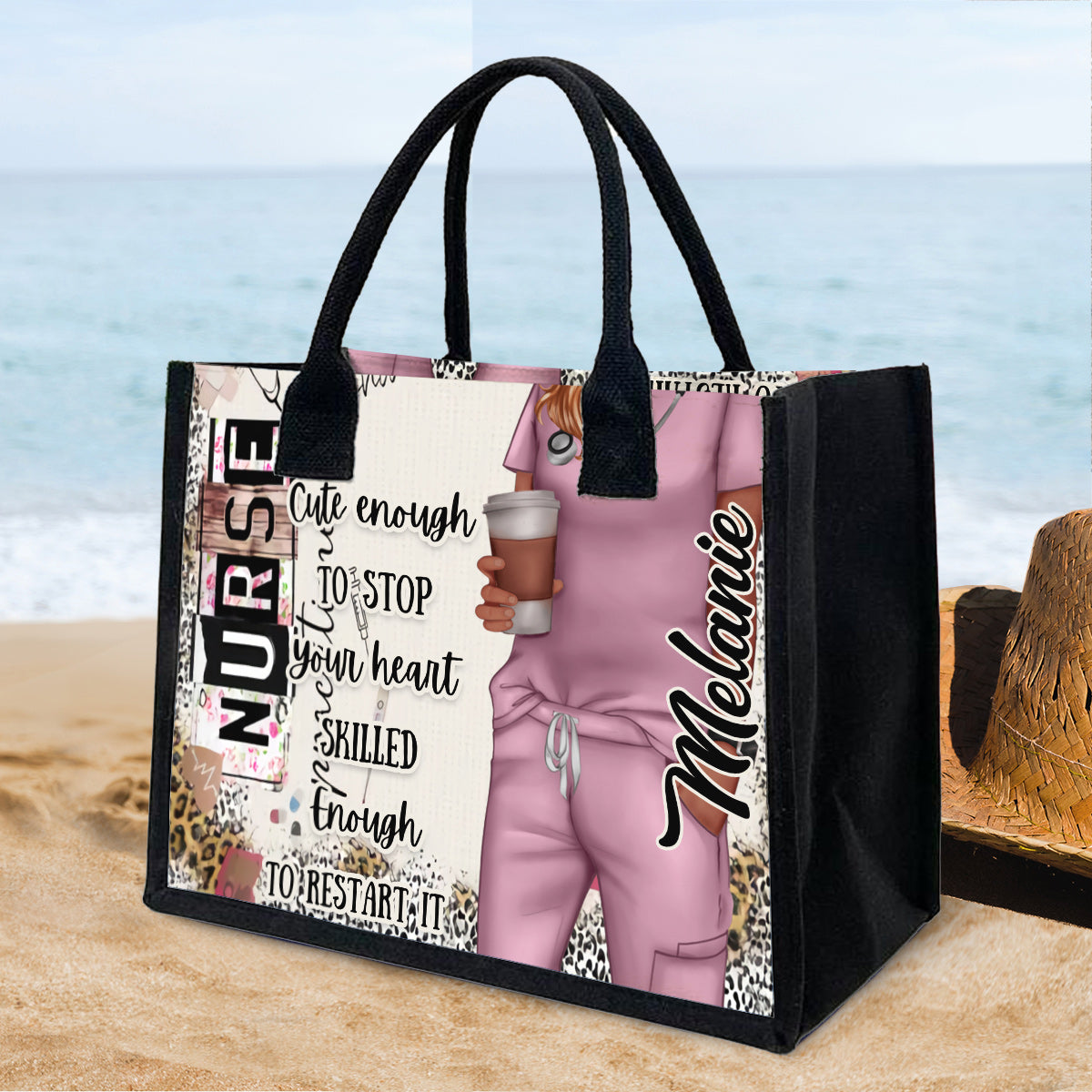 Funny Nurse Leopard Gift For Nurse, CNA, CMA, Doctor - Personalized Nurse Canvas Tote Bag
