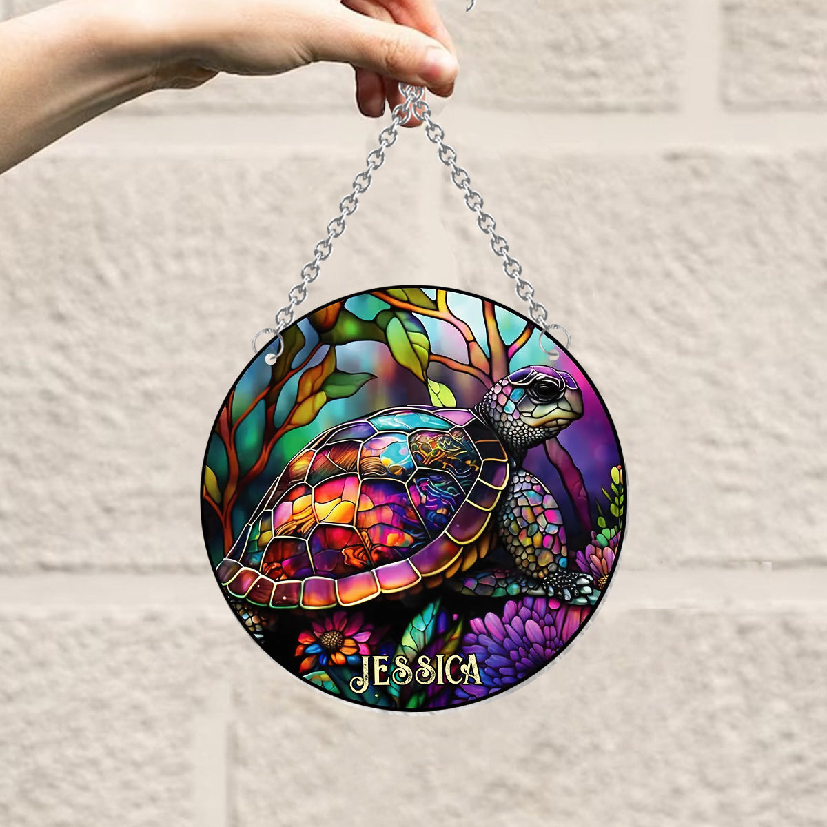 Salty Lil Beach - Personalized Turtle Window Hanging Suncatcher Ornament