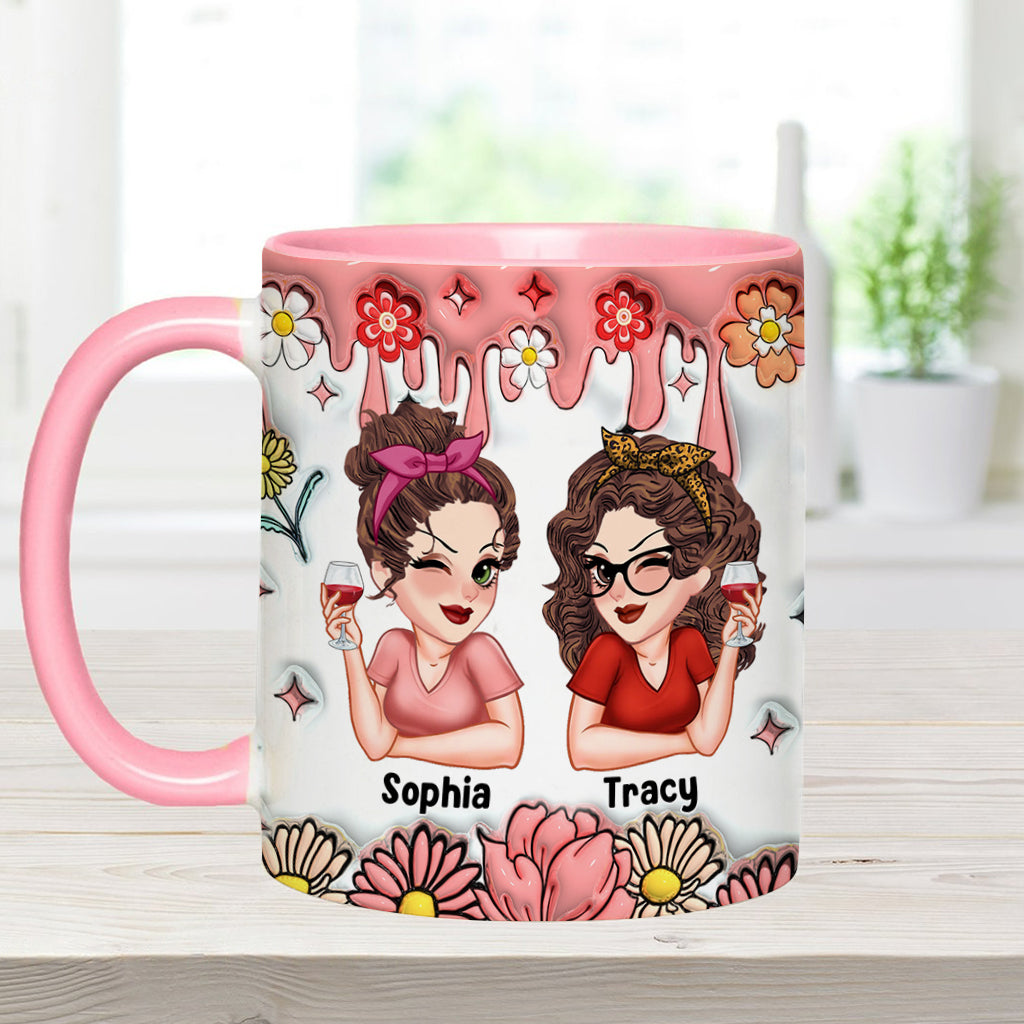Besties Forever Floral - Personalized Bestie Accent Mug