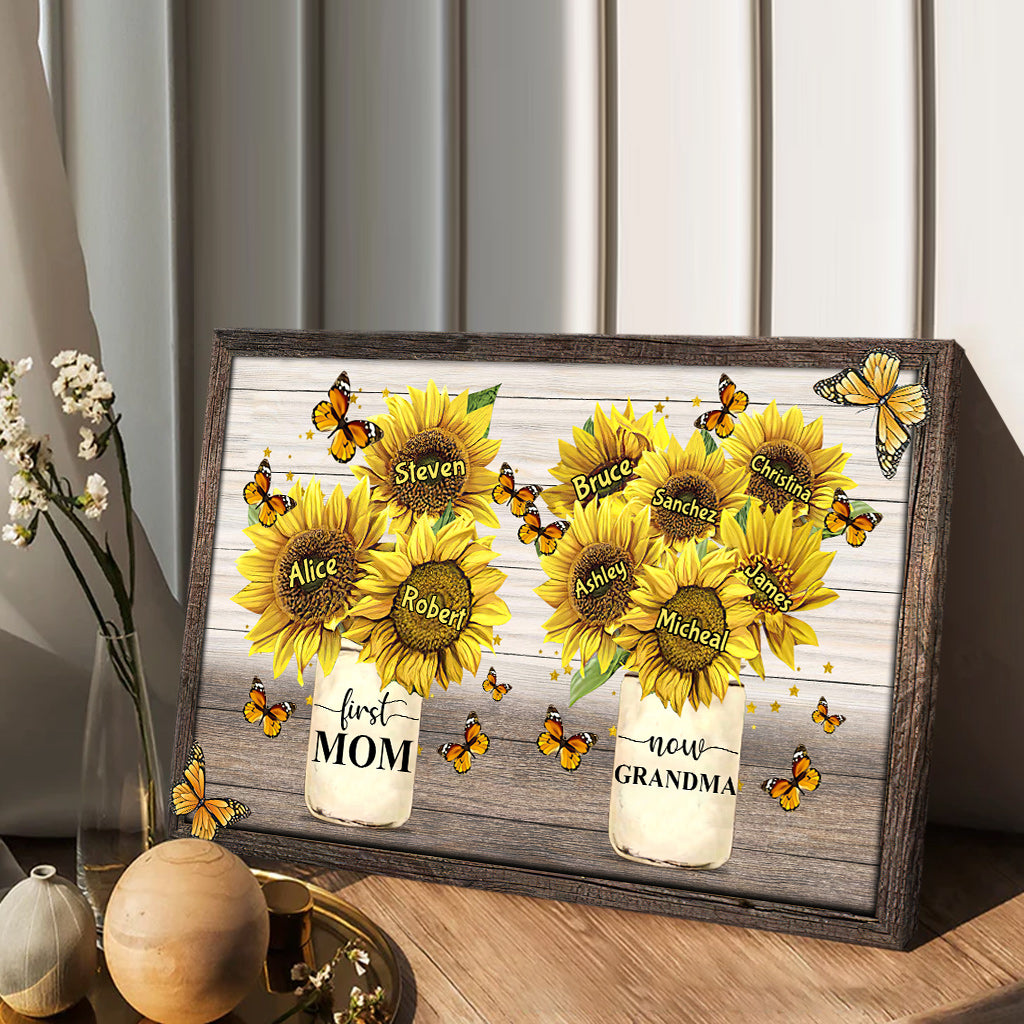 First Mom Now Grandma - Personalized Grandma Canvas And Poster