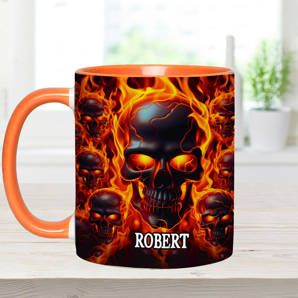 Melted Skull On Fire - Personalized Skull Accent Mug