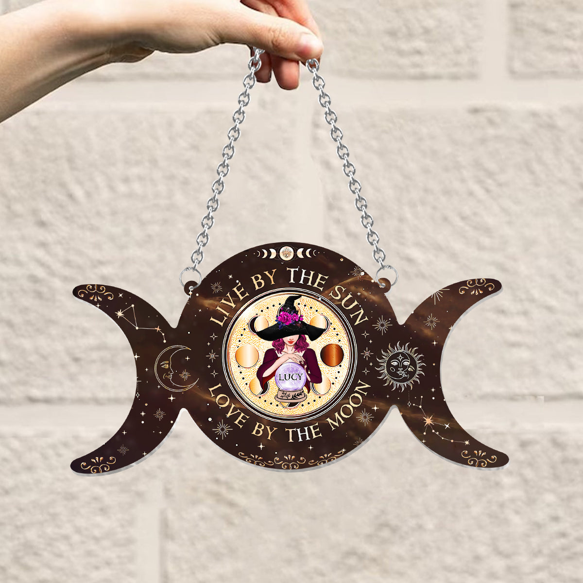 As Above So Below - Personalized Witch Window Hanging Suncatcher Ornament