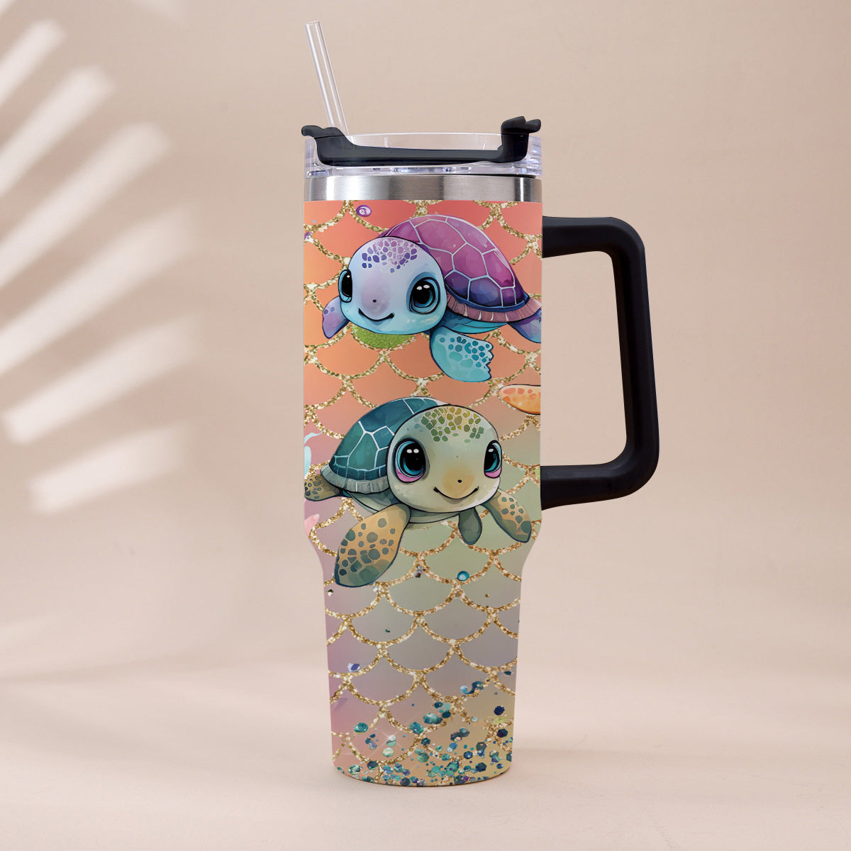 Cute Turtles - Personalized Turtle Tumbler With Handle