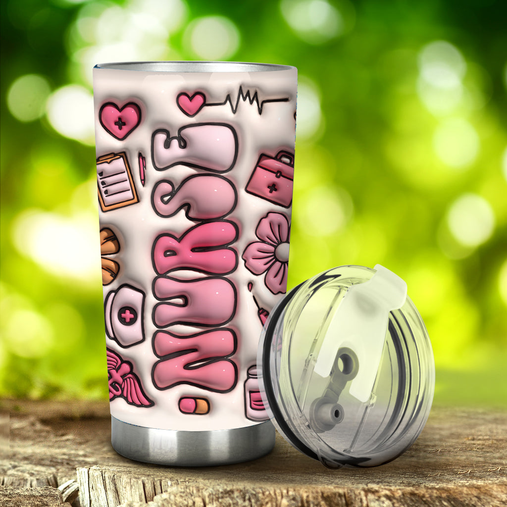 Pink Floral Style Nurse Life CNA - Personalized Nurse Tumbler
