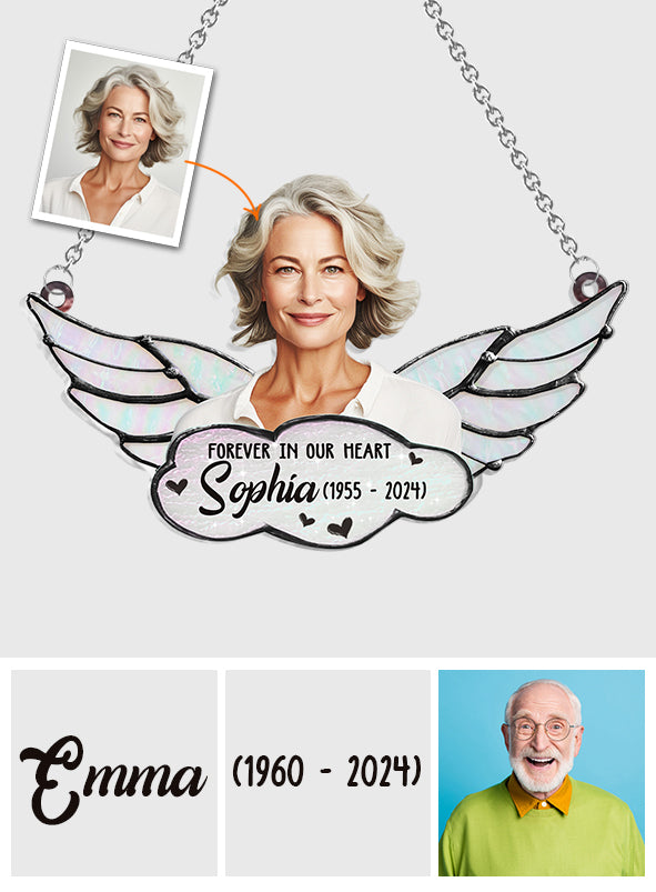 Forever In Our Heart - Personalized Memorial Window Hanging Suncatcher Ornament