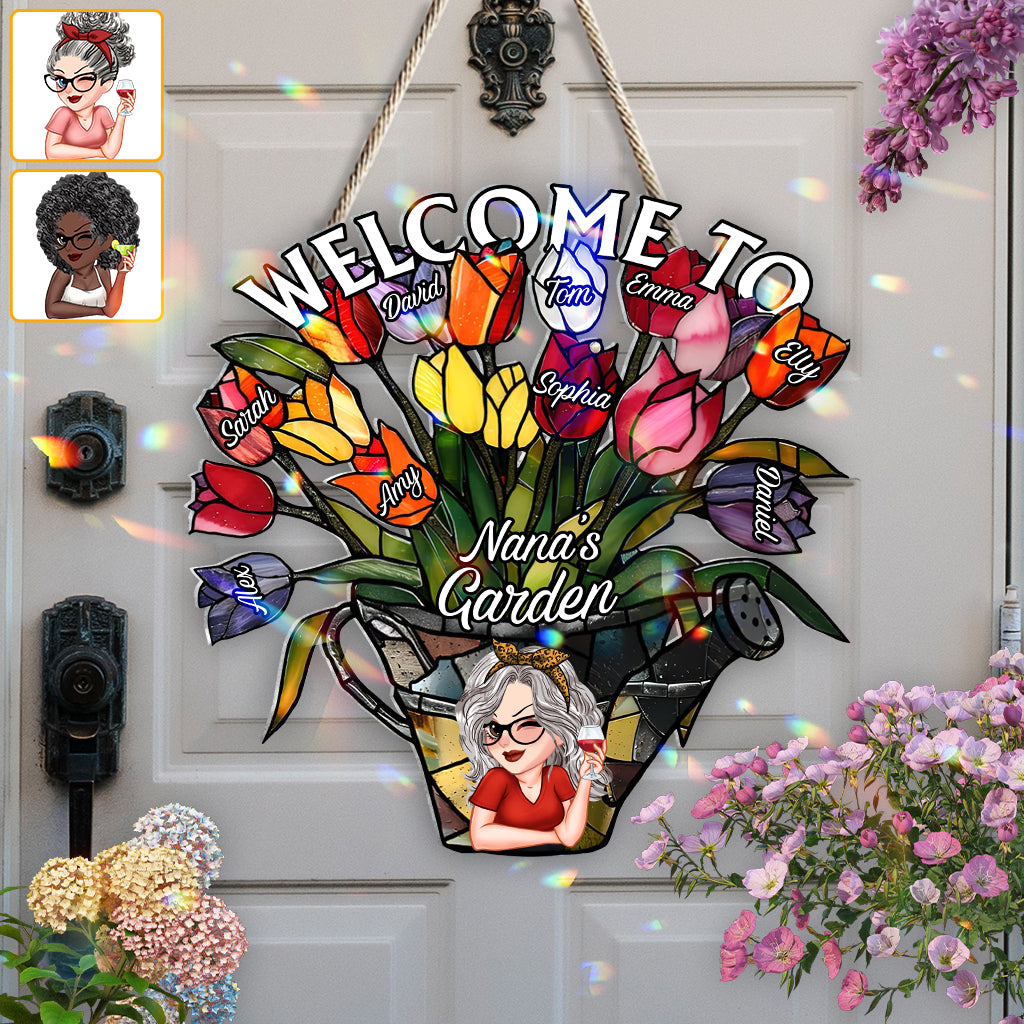 Grandma's Garden - Personalized Grandma Custom Shaped Wood Sign