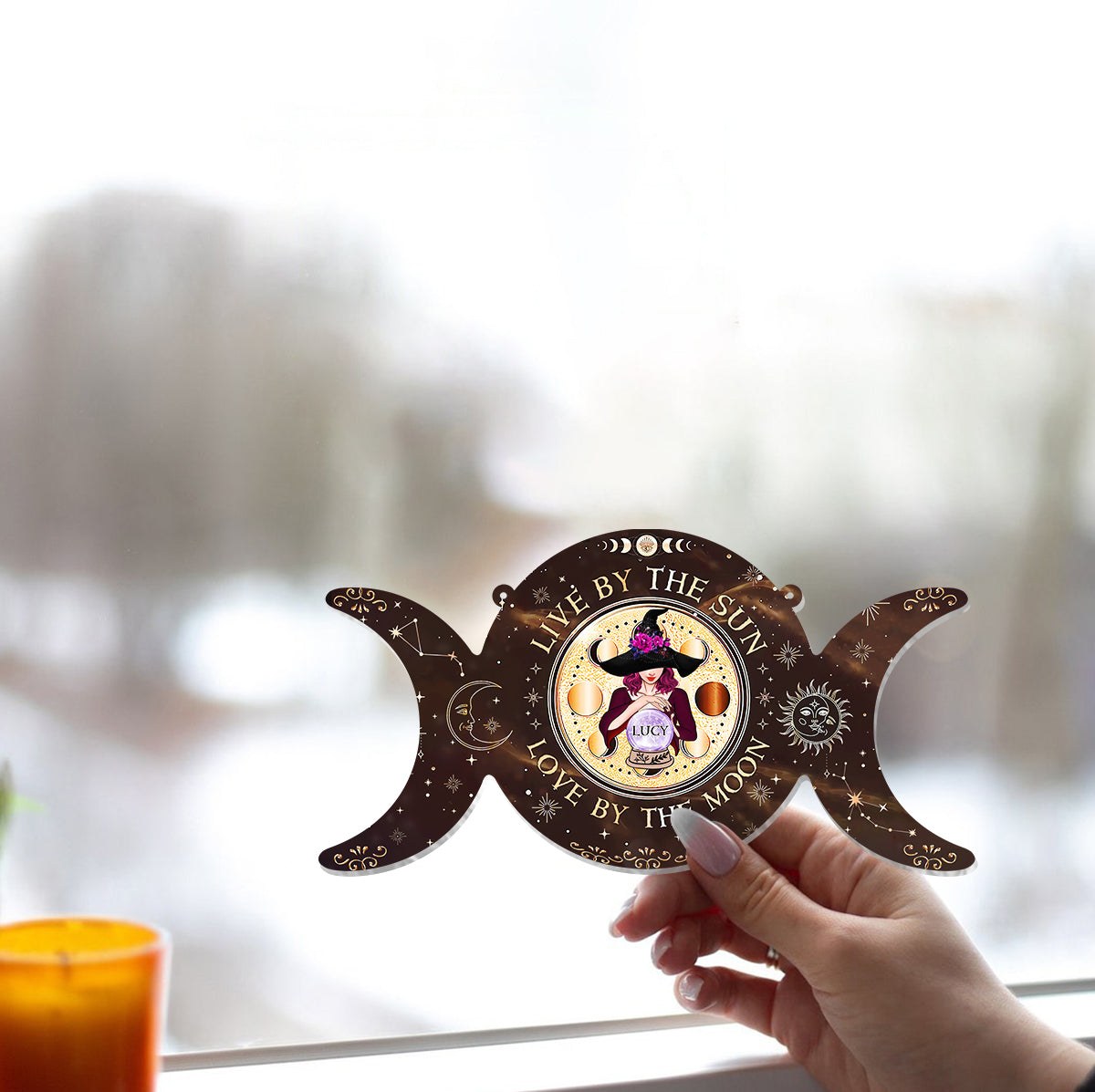 As Above So Below - Personalized Witch Window Hanging Suncatcher Ornament
