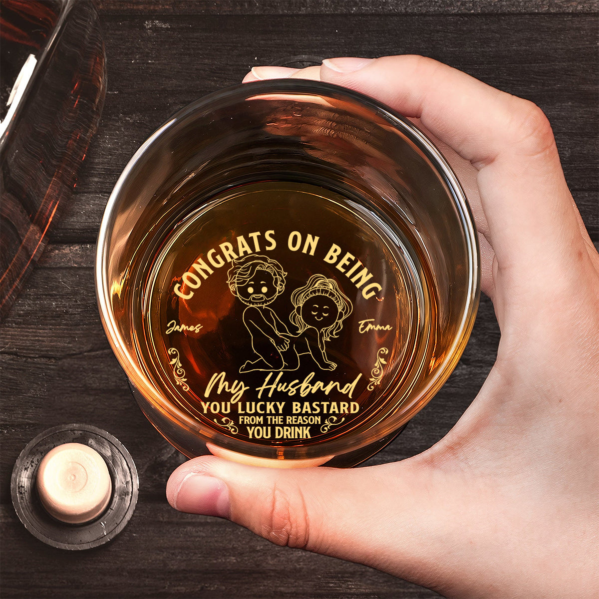 Congrats On Being My Husband Boyfriend - Personalized Couple Engraved Whiskey Glass