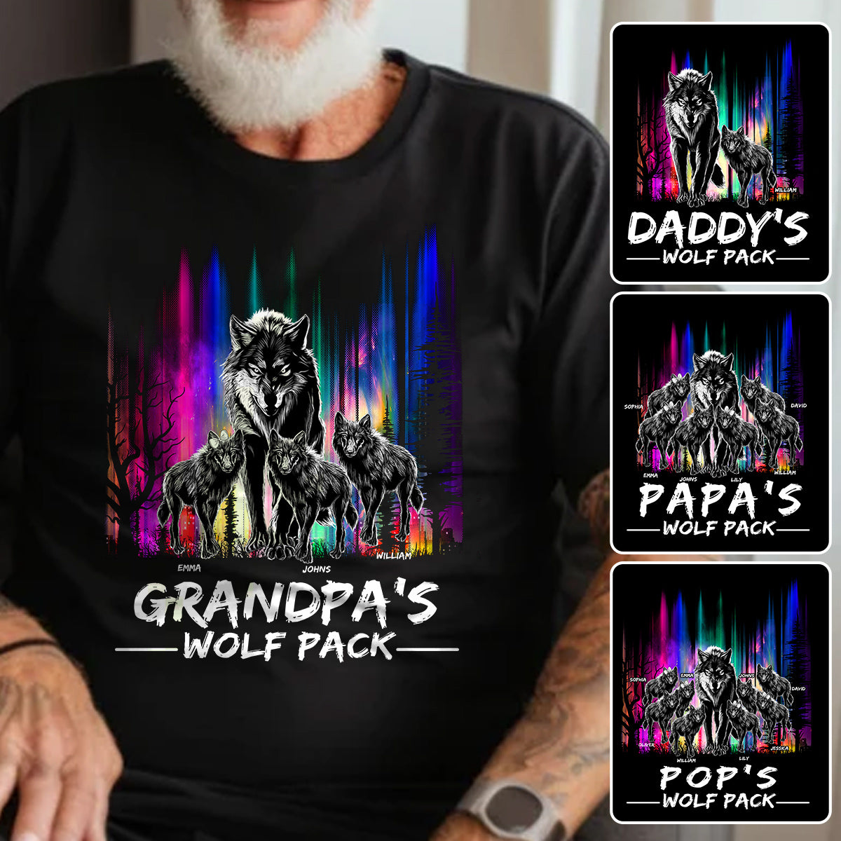 Grandpa's Wolf Pack - Personalized Grandpa T-shirt And Hoodie