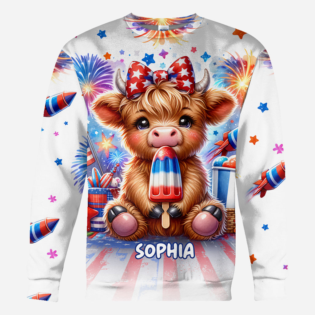 4th Of July Highland Cow - Personalized All Over Shirt